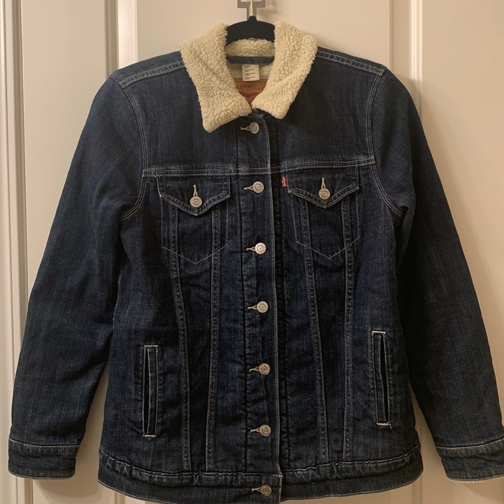 Levi’s Women Sherpa Trucker Jean Jacket, Bk S